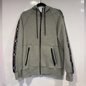 Hunter Grey Zip-Up Hoodie with Black Trim